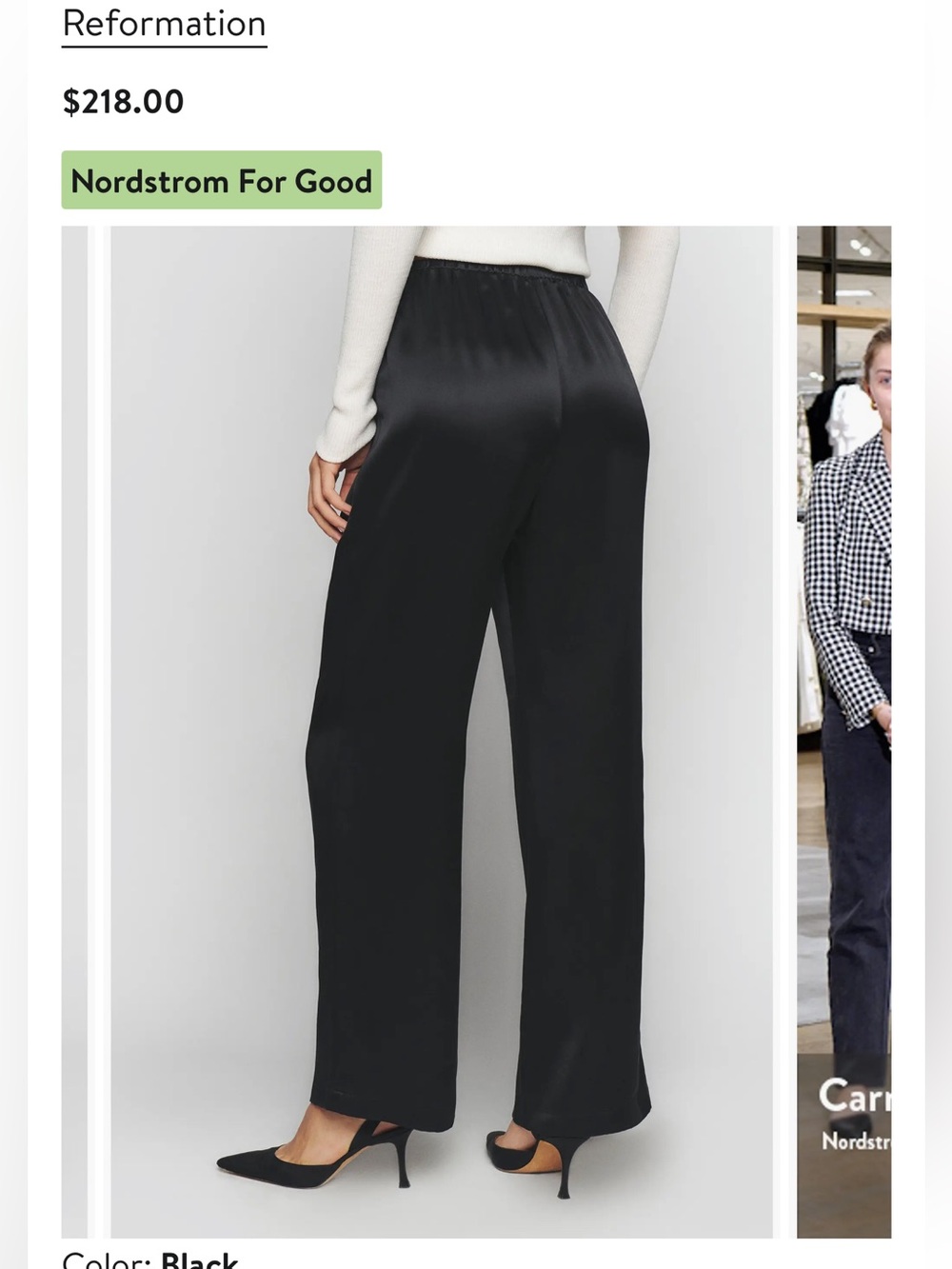 Olina Wide Leg Silk Pants Reformation size s